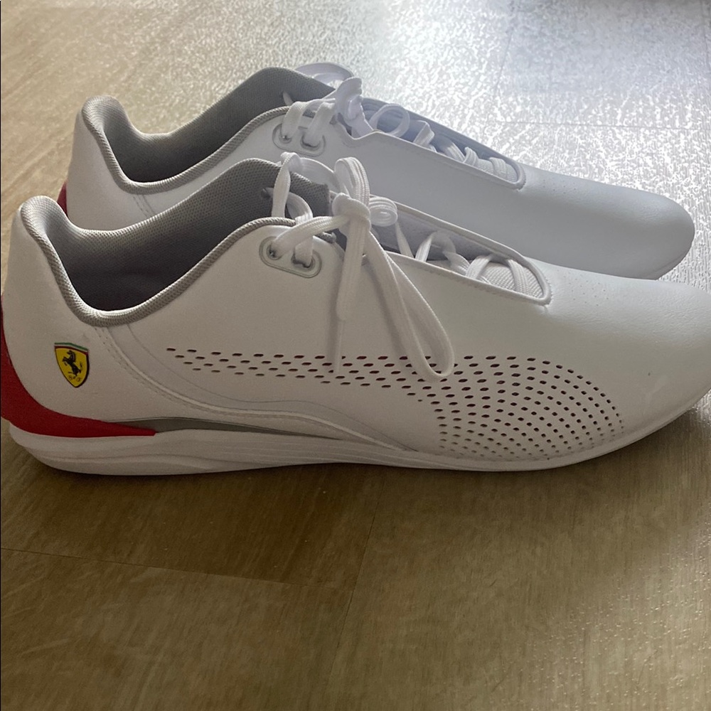 Puma Men's White Sneakers with Red and Gray Accents